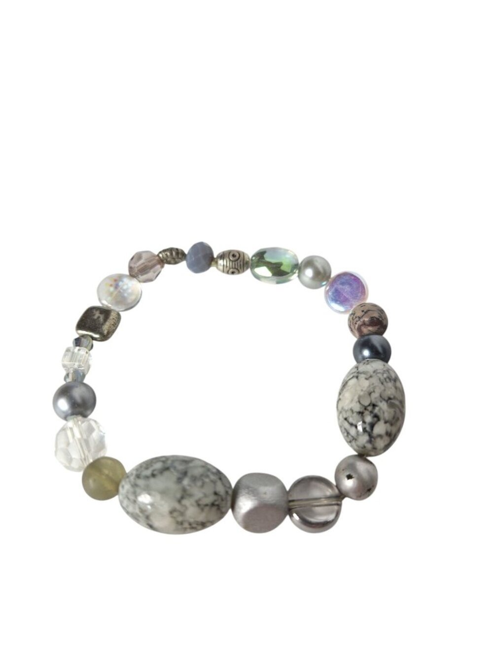 Vintage Mixed Stone Glass Beaded Bracelet Elastic Stretch Boho Stackable